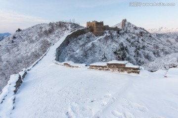 长城冬雪 树挂 烽火台