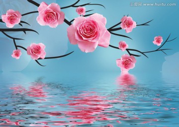 大型高清玫瑰水纹图