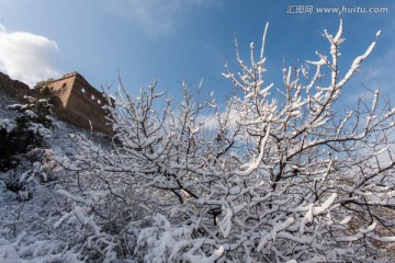 长城冬雪 树挂 雾凇 天空