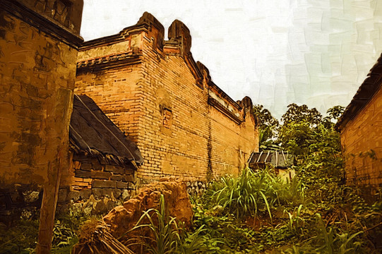 老建筑油画