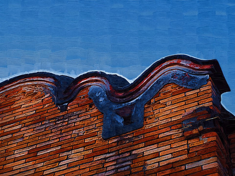 高墙油画