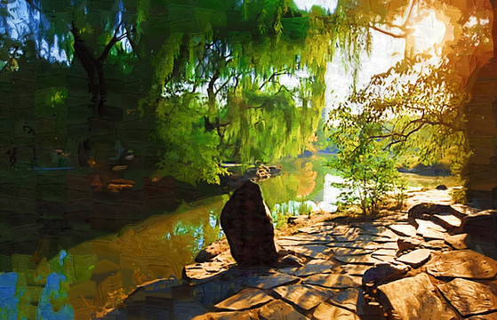 树林油画