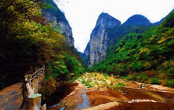 山峰油画