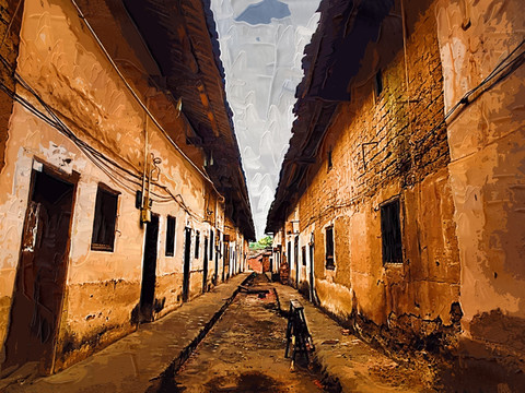 老建筑油画