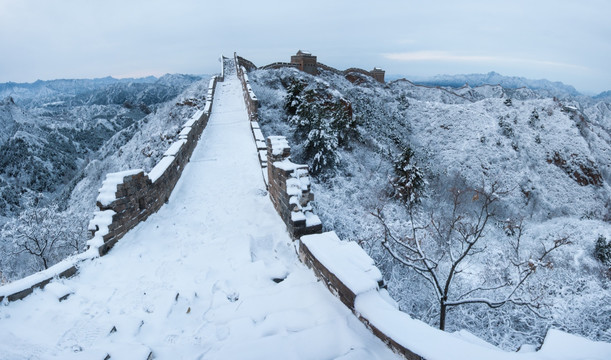 长城冬雪全景图 接片 下雪