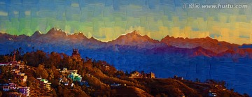 层山环绕