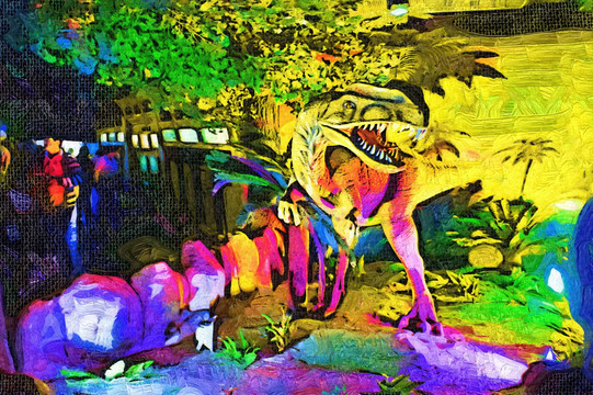 油画 恐龙