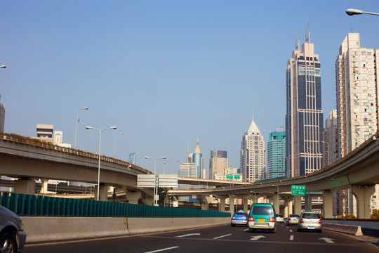 上海  高速路 现代建筑 交通