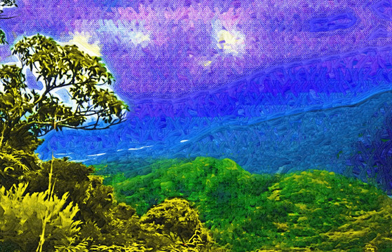 山脉油画