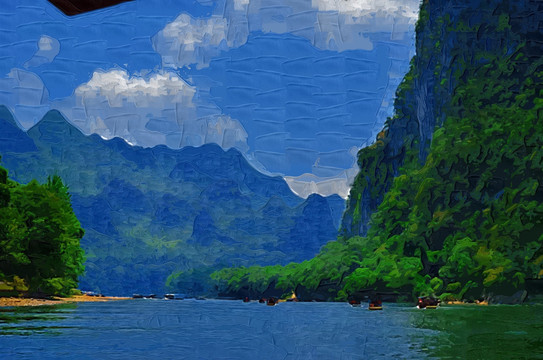 山脉水彩画