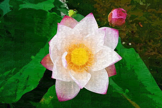 抽象画 油画 装饰画 荷花