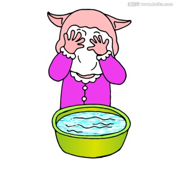 正在洗脸的小猫