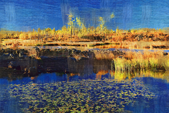 湖之秋 电脑油画