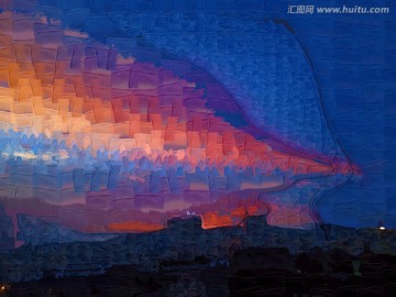 彩霞装饰画