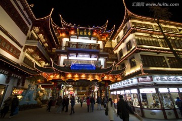 上海老街 豫园 夜景 中国元素