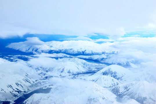 新西兰雪山鸟瞰图