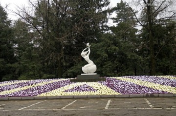 杭州植物园花圃和雕塑
