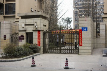 现代小区大门建筑摄影