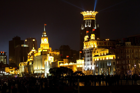 上海 外滩 夜景 建筑群 现代