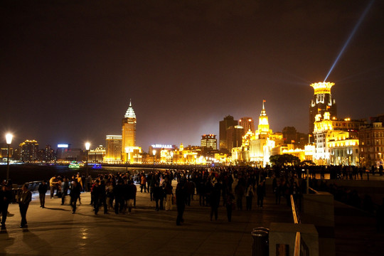 上海 外滩 夜景 建筑群 现代