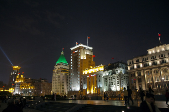 上海 外滩 夜景 建筑群 现代