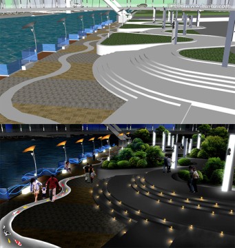 灯光设计 滨水广场灯具设计