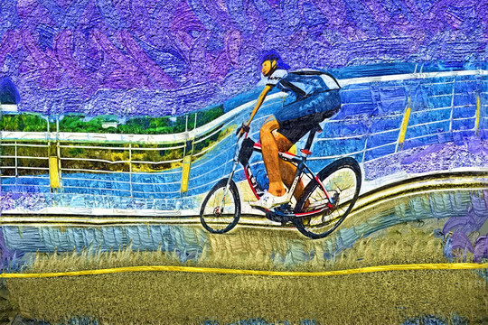 骑单车抽象画