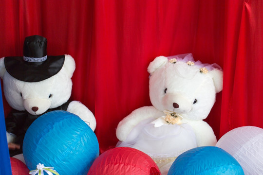 婚礼置景一角 小熊玩具