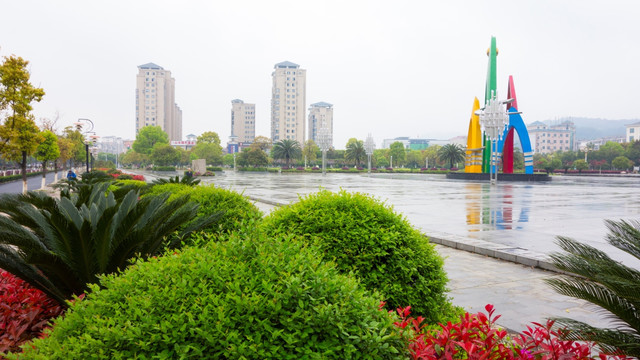 安福广场 城市绿化 春天