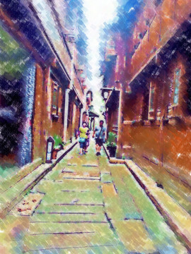 乌镇建筑画