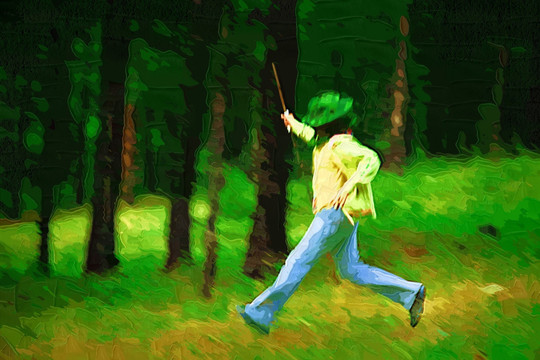 装饰画 森林里奔跑的女孩