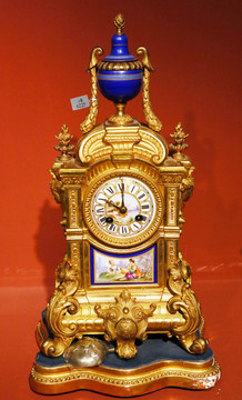 法国路易十六镶珐琅片座钟