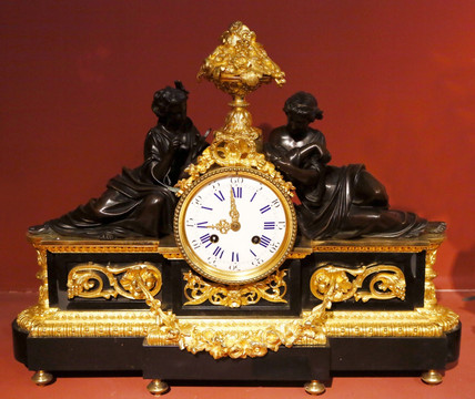 法国铜鎏金青铜人物座钟