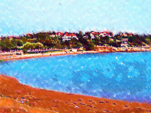 湖泊风景画
