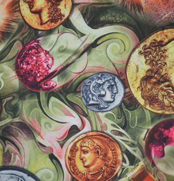 铜币数码花形抽象图案