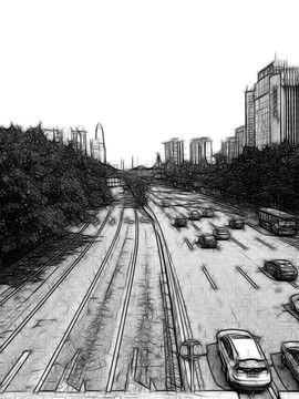 黑白装饰画