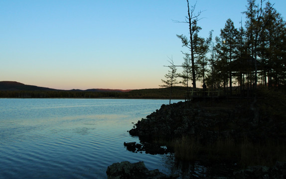 阿尔山 杜鹃湖傍晚 落日