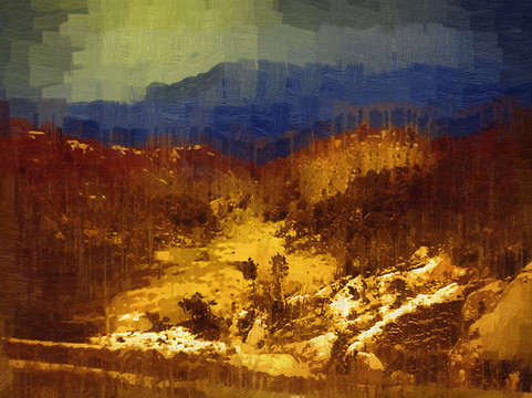 山坡油画
