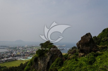济州岛城头山俯瞰 日出峰