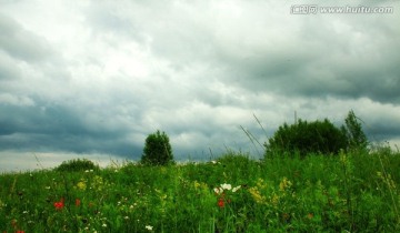 田野 天空 乌云