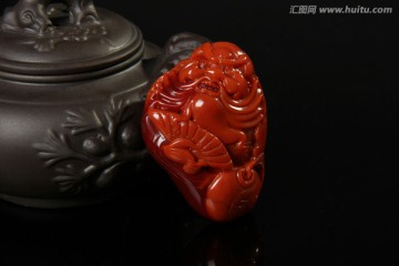 钟馗南红玛瑙手把件