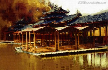 建筑油画