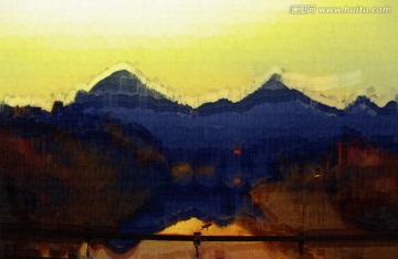 山间油画