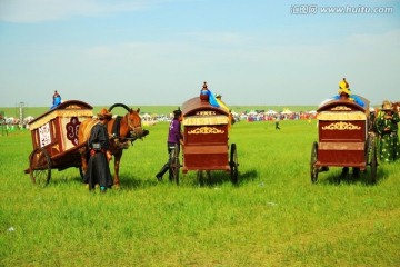 蒙古族马车 草原