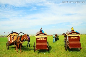 蒙古族马车 草原