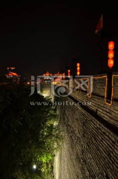 西安城墙夜景 城楼