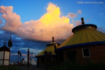 草原蒙古包 清晨