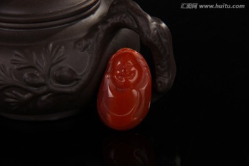弥勒佛 南红玛瑙吊坠