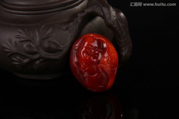 弥勒佛 南红玛瑙吊坠