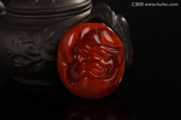鬼脸 南红玛瑙吊坠